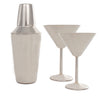 Stainless Steel Martini Gift Set - 2 Large Martini Glasses and Shaker Set