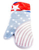 Heat Resistant Silicone Oven Glove - BBQ Mitt White & Red - Blue Star
