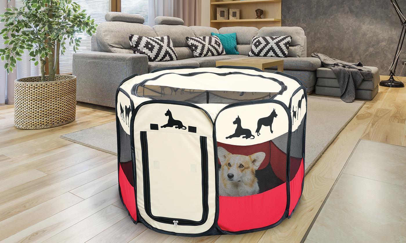 Portable Large Outdoor Indoor Puppy Dog Pen - Dog Silhouettes Print Dog Playpen