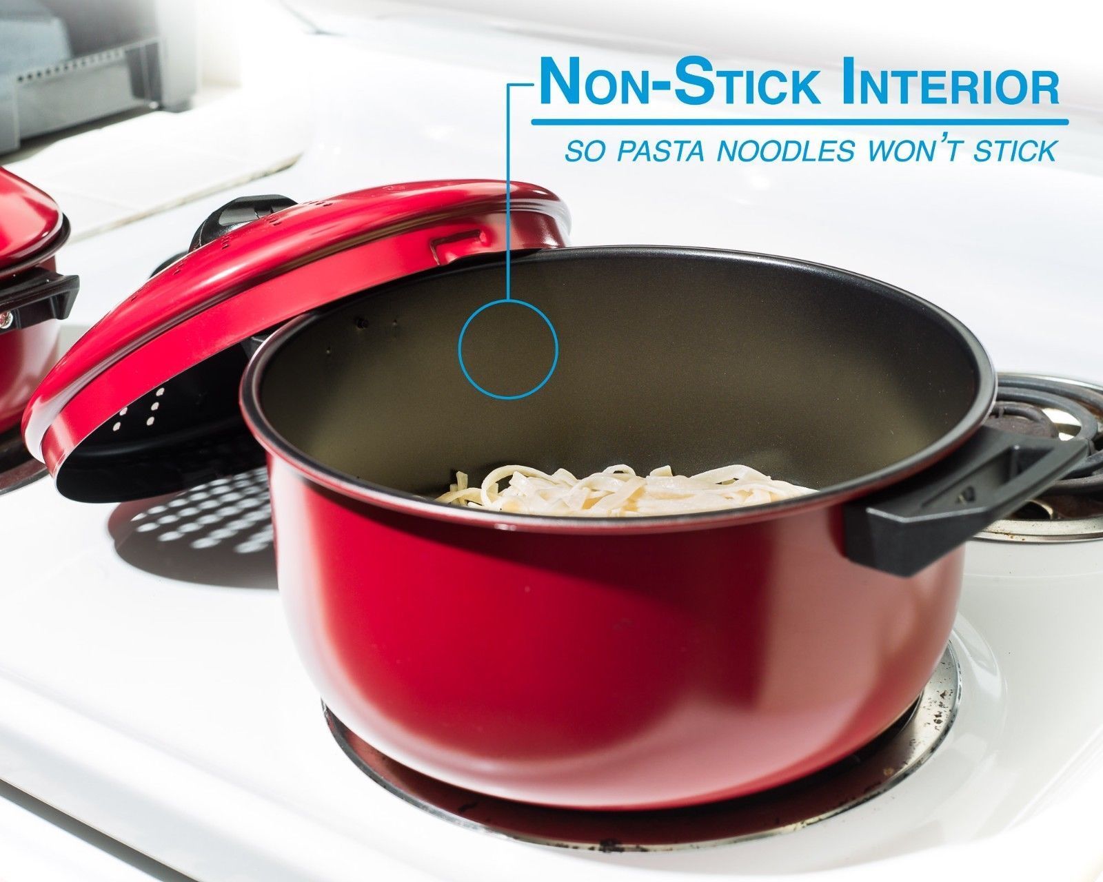 Set of 2 High Quality Pasta Pot w/ Strainer Lid - Pasta Cooker Stock Pot