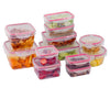 24 Pc Reusable Kitchen Containers w/Vented Lids - Plastic Food Containers - School Office Work Microwavable Containers (Red Lids)