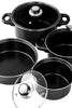 Professional Quality Nonstick Carbon Steel 7 pcs. Cookware Set - Black