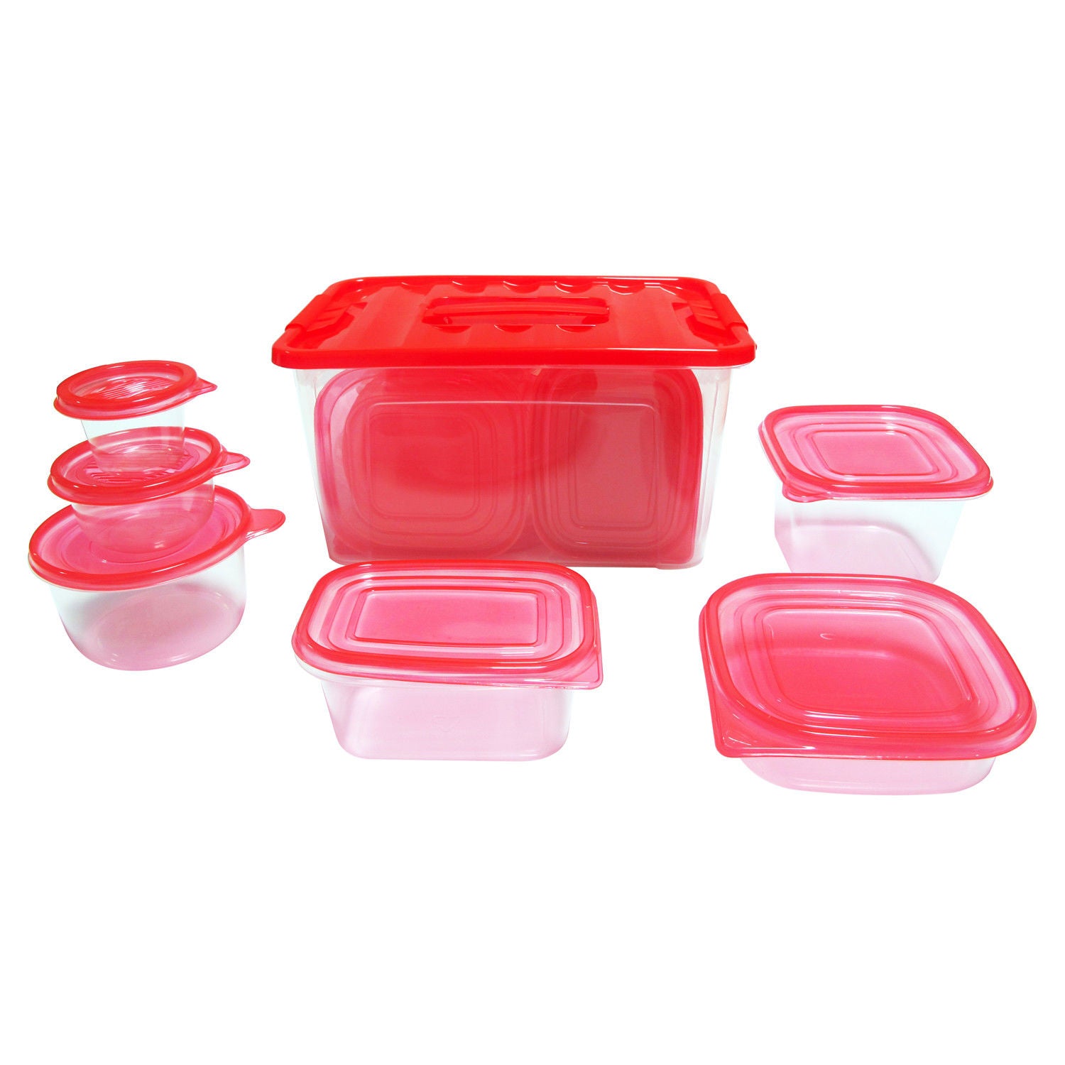 58 Piece Plastic Food Container Set - 29 Plastic Storage Containers with Air Tight Lids Red