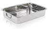 Roasting Pan - Heavy Duty Stainless Steel 16" Lasagna Turkey Roaster Pan W/ Rack