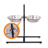 Adjustable Metal Pet Dog Feeder Bowls Elevated Stainless Steel Double Bowl Dish