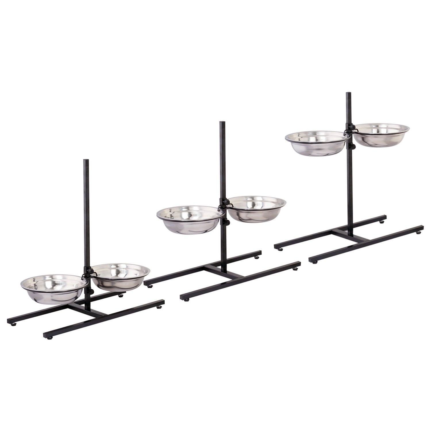 Adjustable Metal Pet Dog Feeder Bowls Elevated Stainless Steel Double Bowl Dish