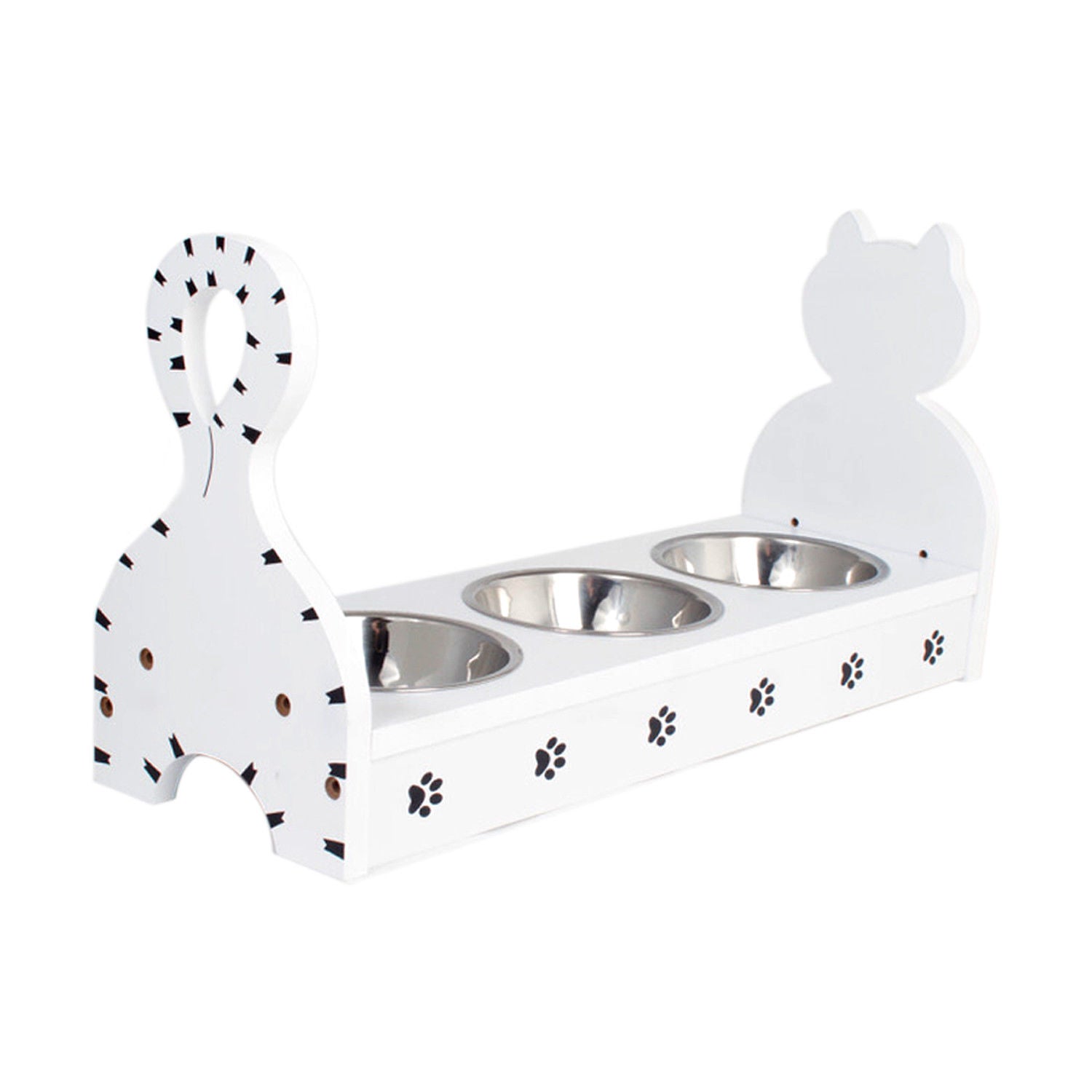 Wood Multiple Cats Pets Feeder Cat Feeding Station Cat Food Bowls Dishes W Stand