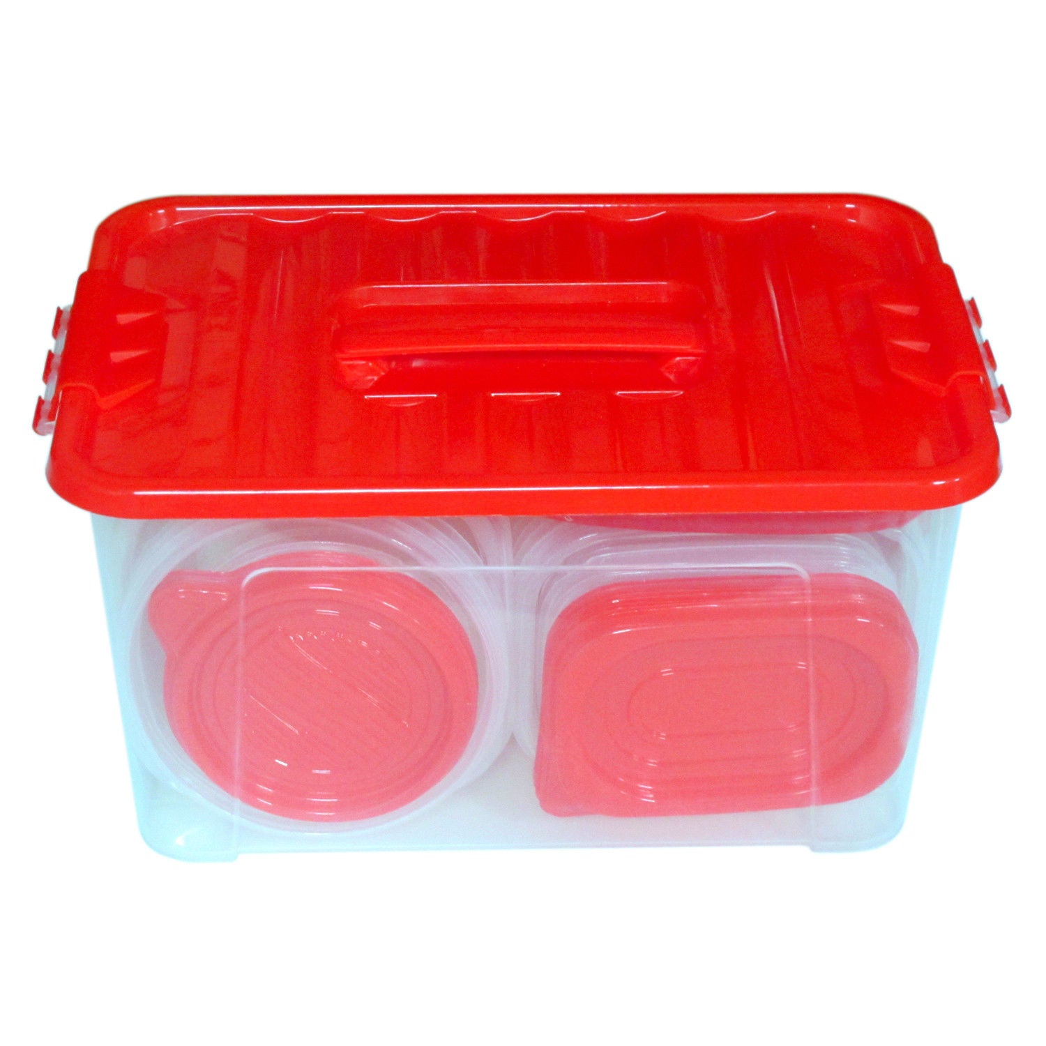 58 Piece Plastic Food Container Set - 29 Plastic Storage Containers with Air Tight Lids Red