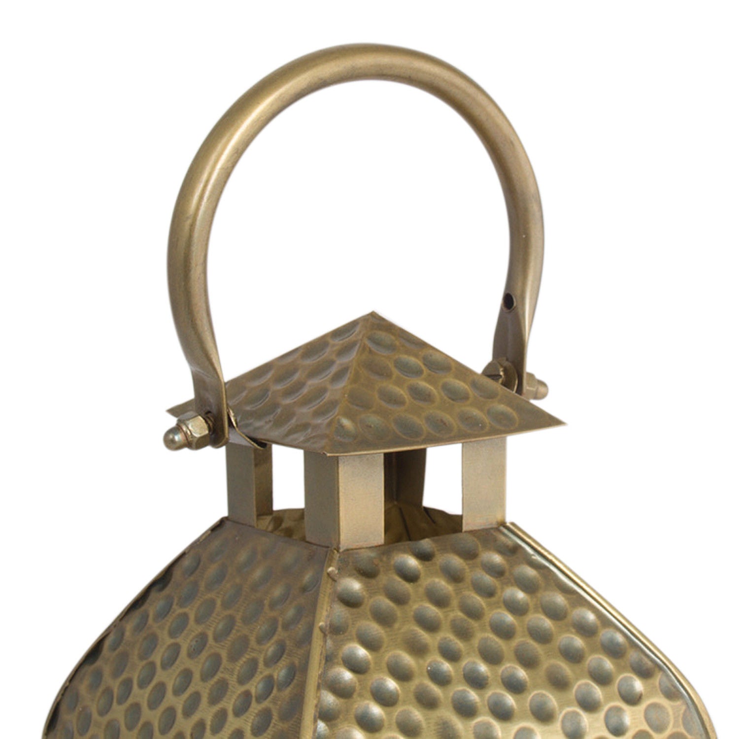 Metal Brass Finish Moroccan Lantern Candle Holder - Pillar Candle Holder
