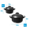 2 Pc Chef Quality Pasta Pot with Strainer Lid - 6 Qt & 2 Qt Black Stock Pot or Pasta Cooker