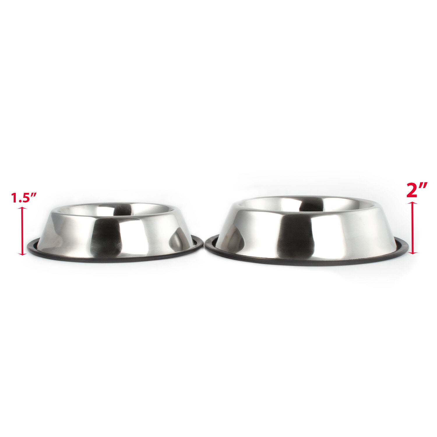 2 Pack Stainless Steel 32 Oz. & 16 Oz. Pet Bowl - Dog Cat Food Bowls