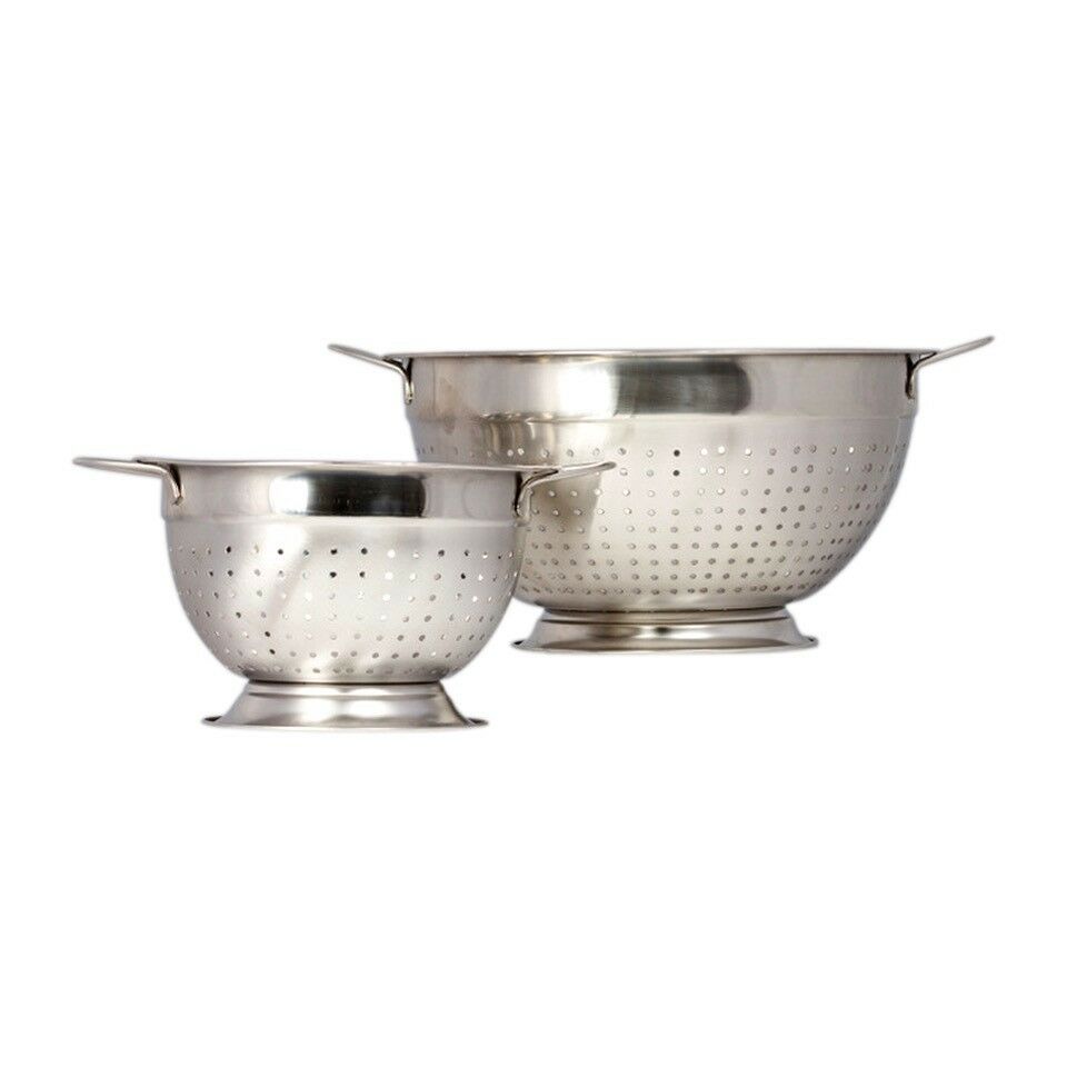 Stainless Steel Colander Set - Metal Colander Set – Colander Stainless Steel Set – Large & Small Colander with Handles