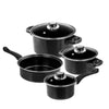 Professional Quality Nonstick Carbon Steel 7 pcs. Cookware Set - Black