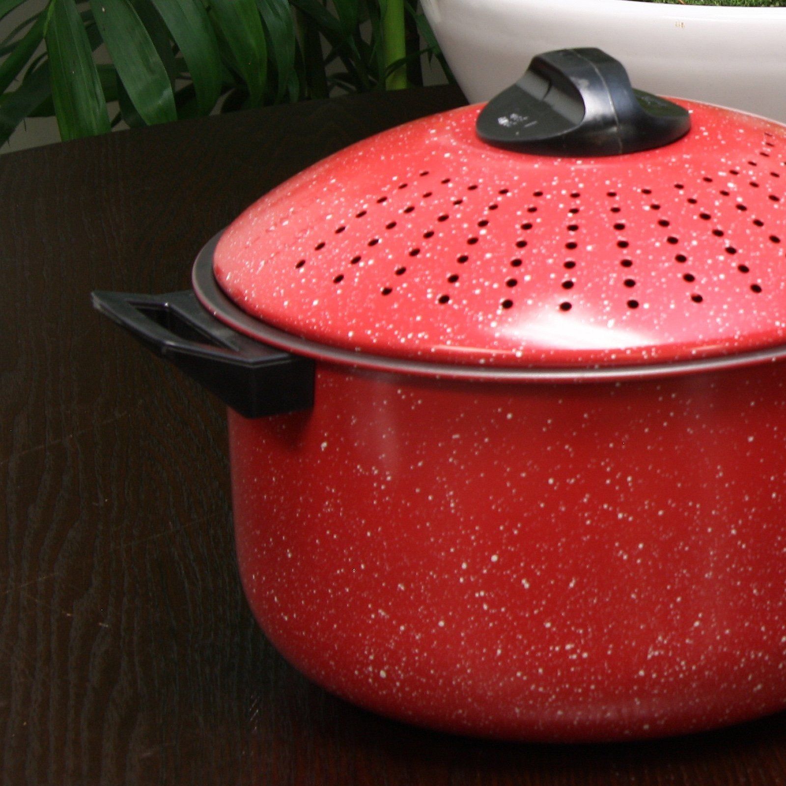Set of 2 High Quality Pasta Pot w/ Strainer Lid - Pasta Cooker Stock Pot