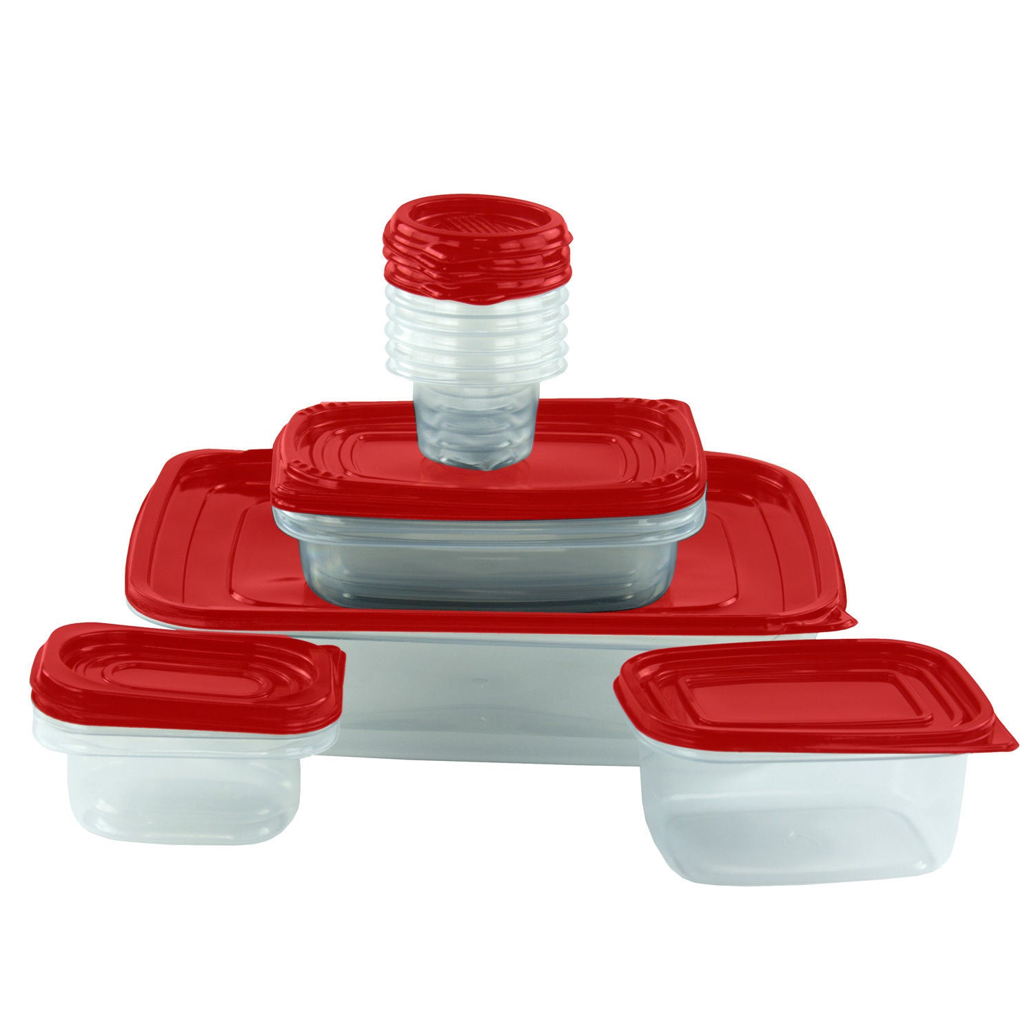 58 Piece Plastic Food Container Set - 29 Plastic Storage Containers with Air Tight Lids Red