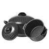 2 Pc Chef Quality Pasta Pot with Strainer Lid - 6 Qt & 2 Qt Black Stock Pot or Pasta Cooker