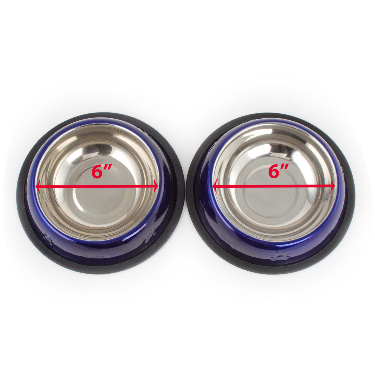 2 Pack Stainless Steel Dark Blue 16 Oz. Pet Bowl - Dog Cat Food Bowls