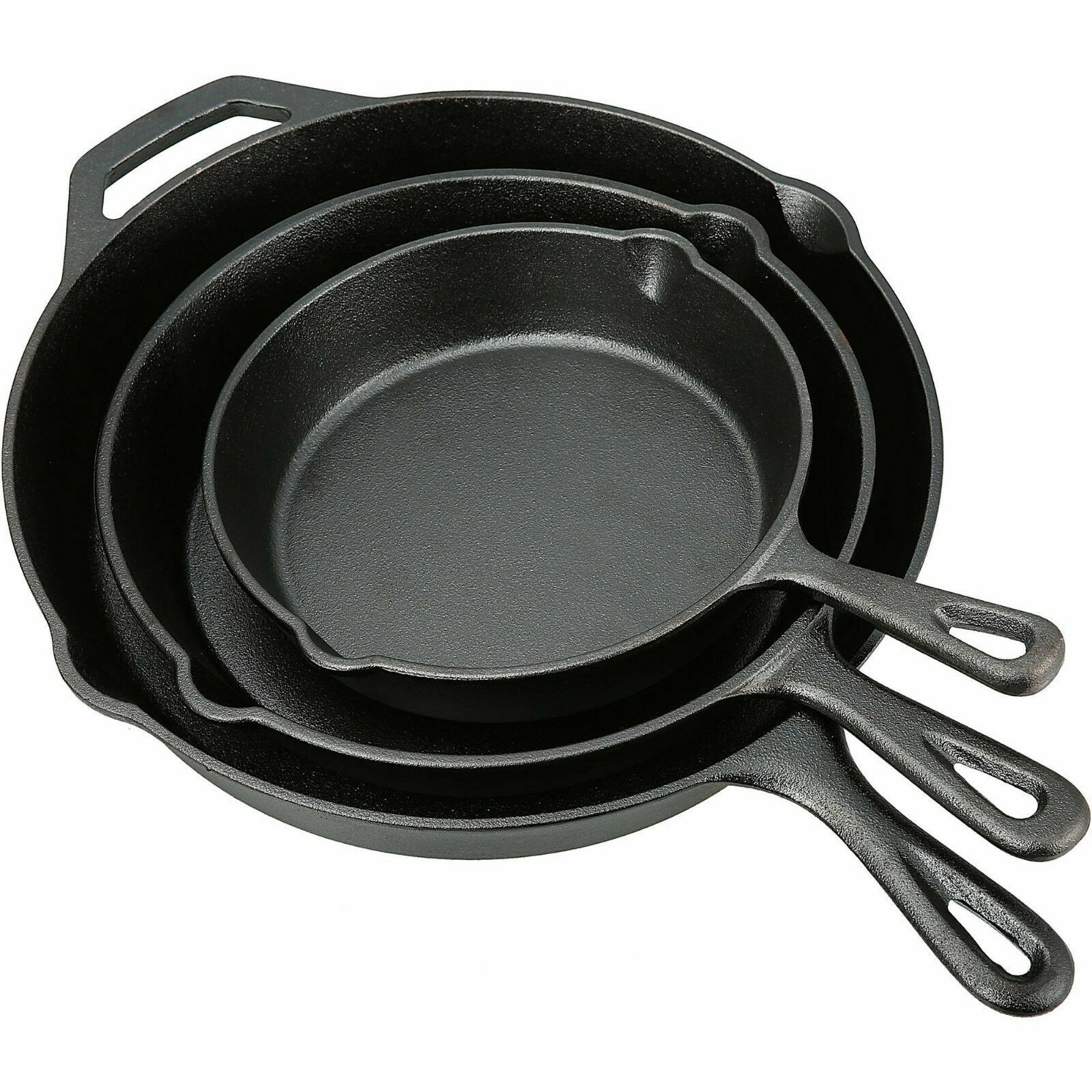 Cast Iron Pans 3 Set – 6”, 8”, 10” Cast-Iron Pans – 3 Pc Cast Iron Fry Pan Set