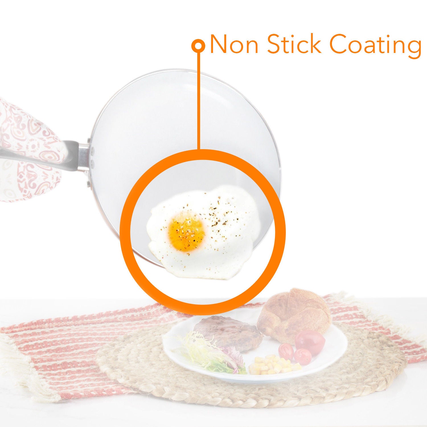 Healthy Nonstick Ceramic Coated Frying Pan - 3 Pcs Eco Friendly Durable Fry Pan Cookware Set (8", 10" & 12" Pans)