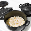 2 Pc Chef Quality Pasta Pot with Strainer Lid - 6 Qt & 2 Qt Black Stock Pot or Pasta Cooker