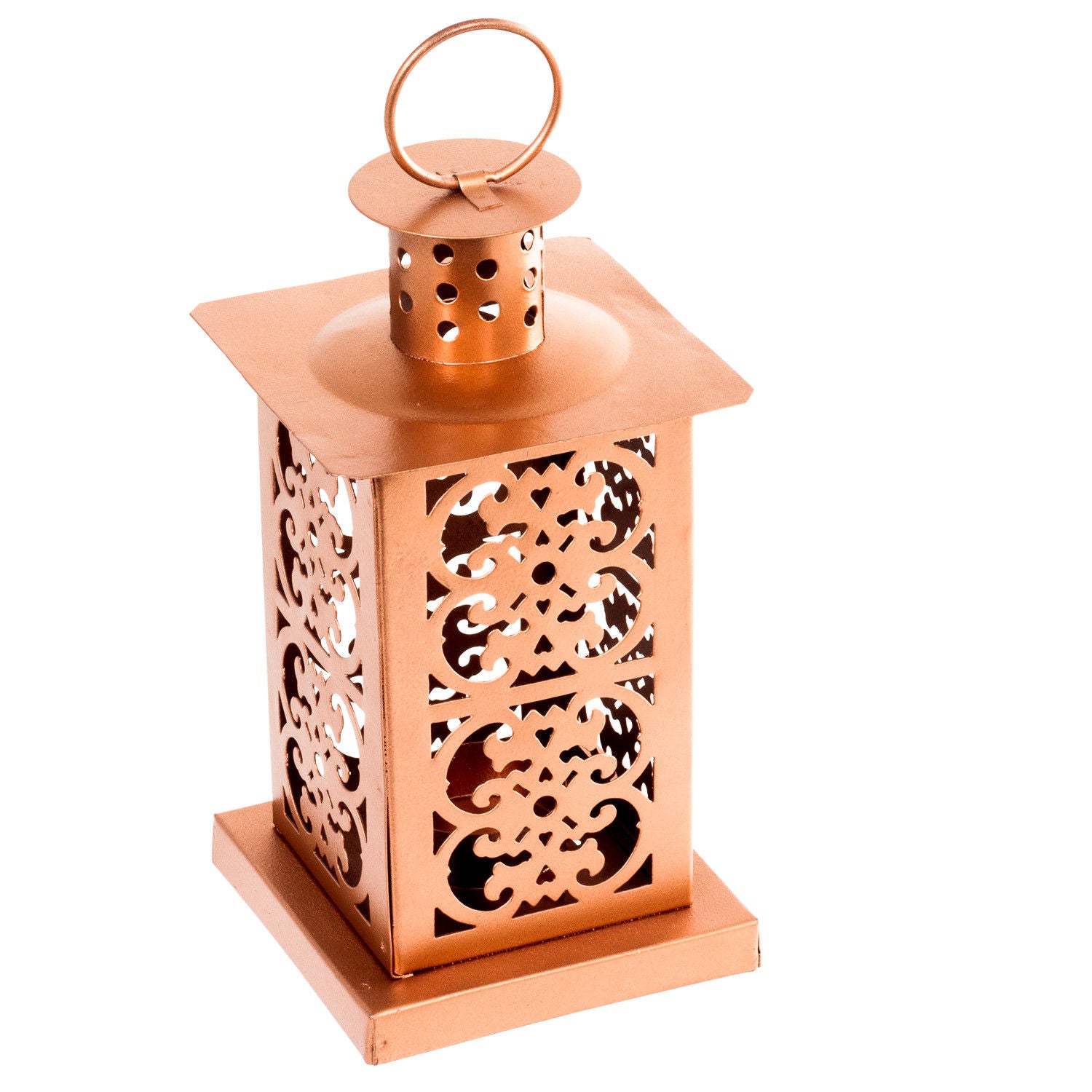 Metal Copper Moroccan Lantern Candle Holder - Tea Light Candle Holder
