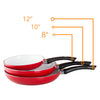 Healthy Nonstick Ceramic Coated Frying Pan - 3 Pcs Eco Friendly Durable Fry Pan Cookware Set (8", 10" & 12" Pans)