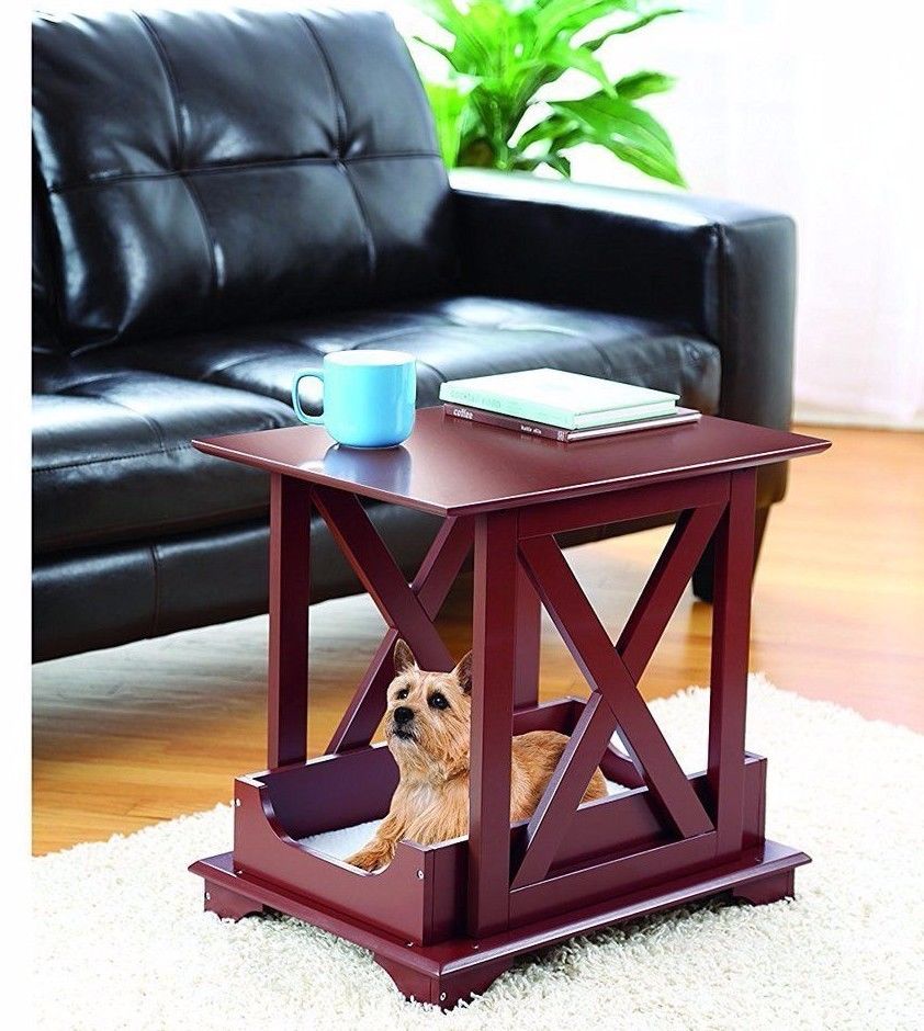 Wood End Table Built in Medium Dog Pet Bed - Removable Cushion 21 1/4" X 15 3/4"