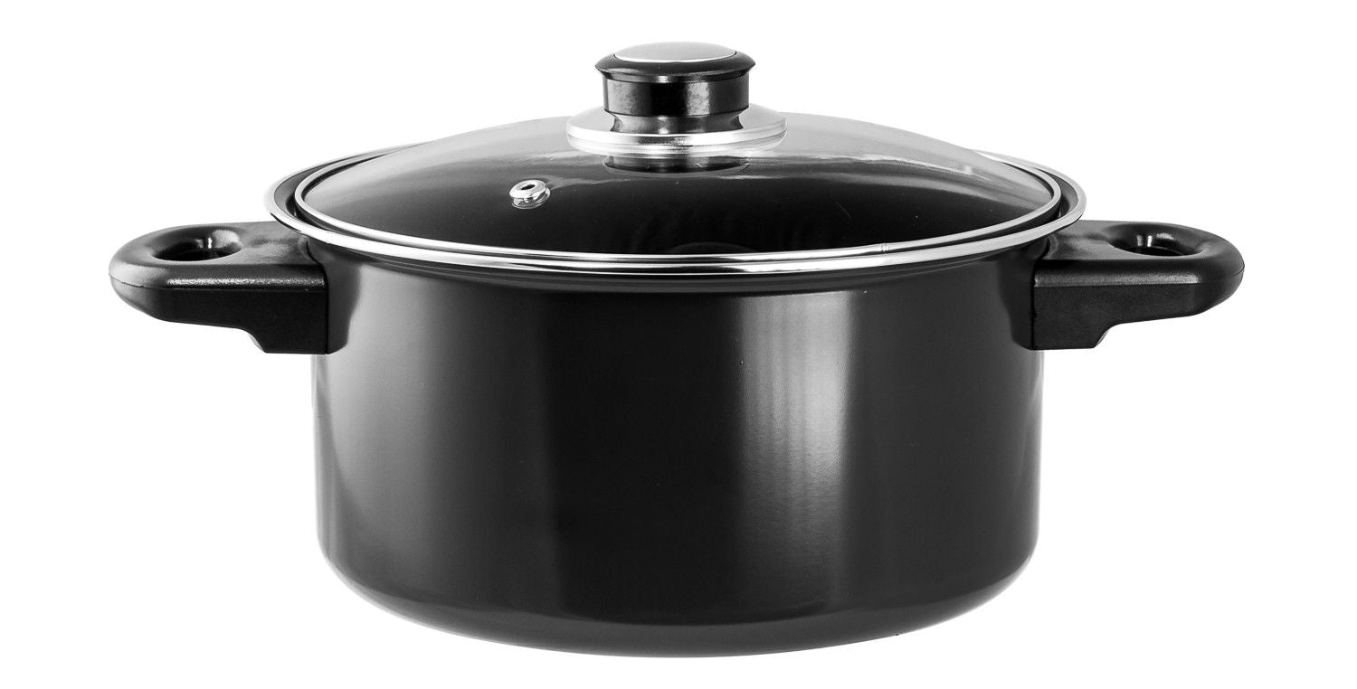Professional Quality Nonstick Carbon Steel 7 pcs. Cookware Set - Black