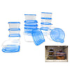 30 Piece Plastic Food Container Set - 15 Plastic Storage Containers with Blue Lids