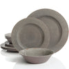 Gibson Studio 114334.12 Mauna 12 Piece Heavy Weight Melamine Dinnerware Set Gray