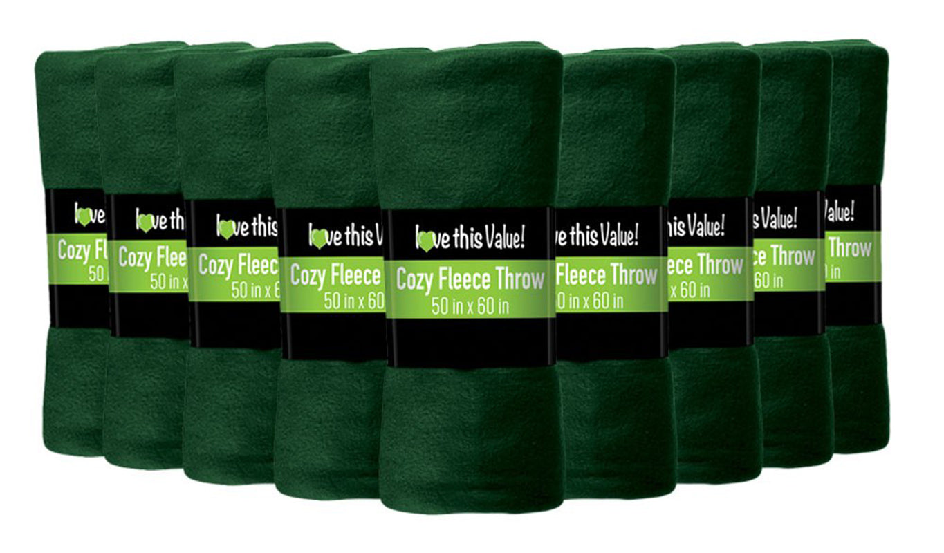 24 Pack of Imperial 50 x 60 Inch Ultra Soft Fleece Throw Blanket - Dark Green