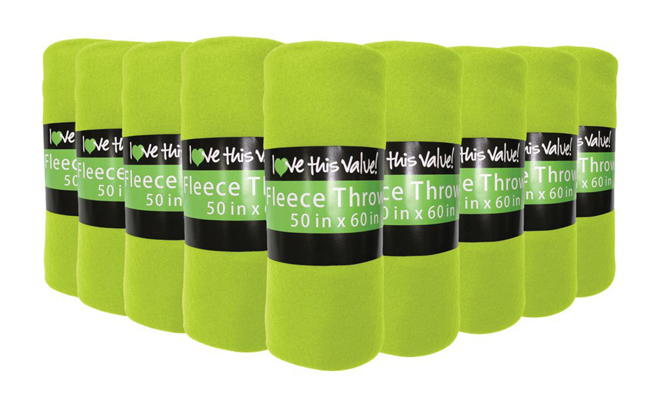 24 Pack of Imperial 50 x 60 Inch Ultra Soft Fleece Throw Blanket - Lime Green