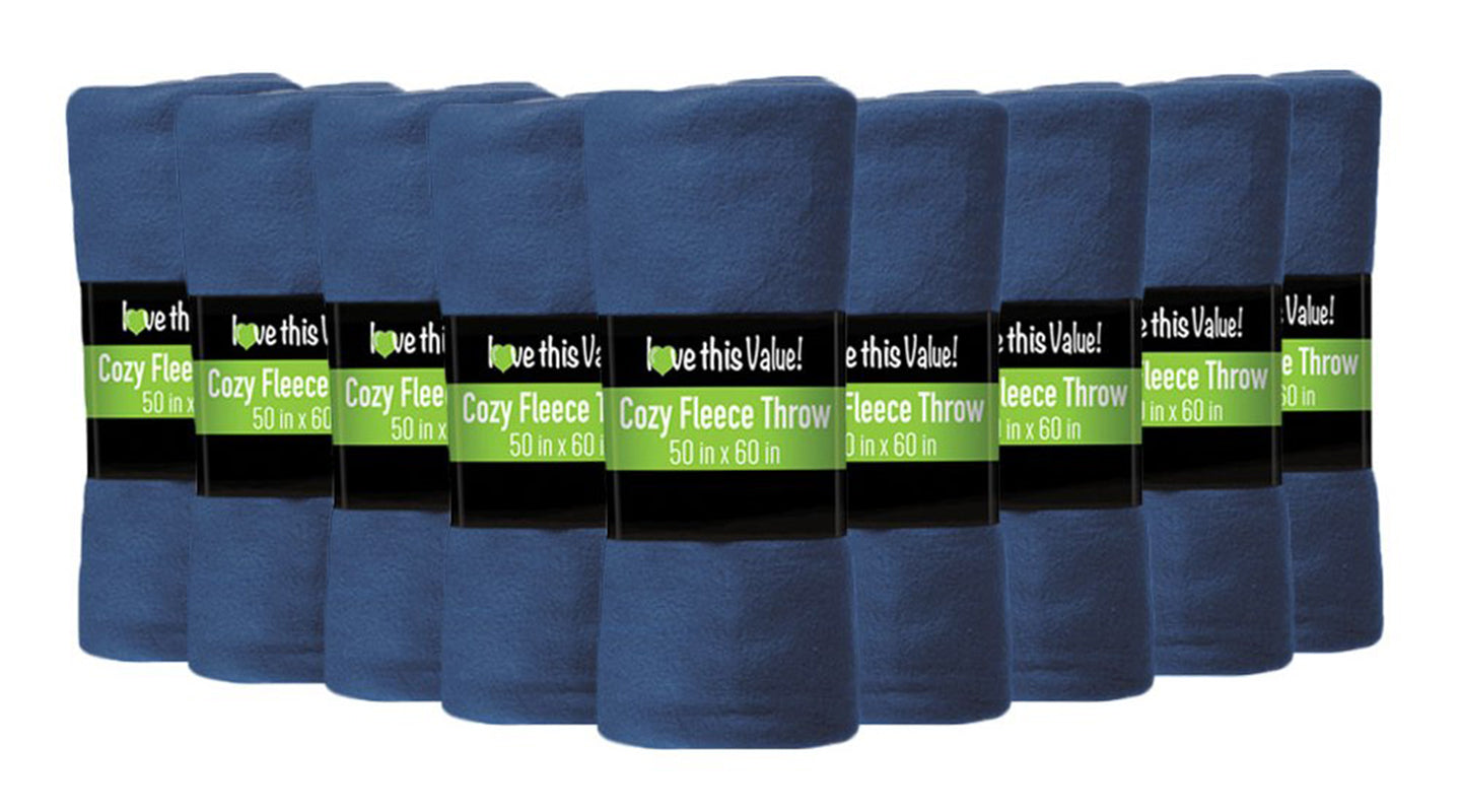24 Pack of Imperial 50 x 60 Inch Ultra Soft Fleece Throw Blanket - Navy