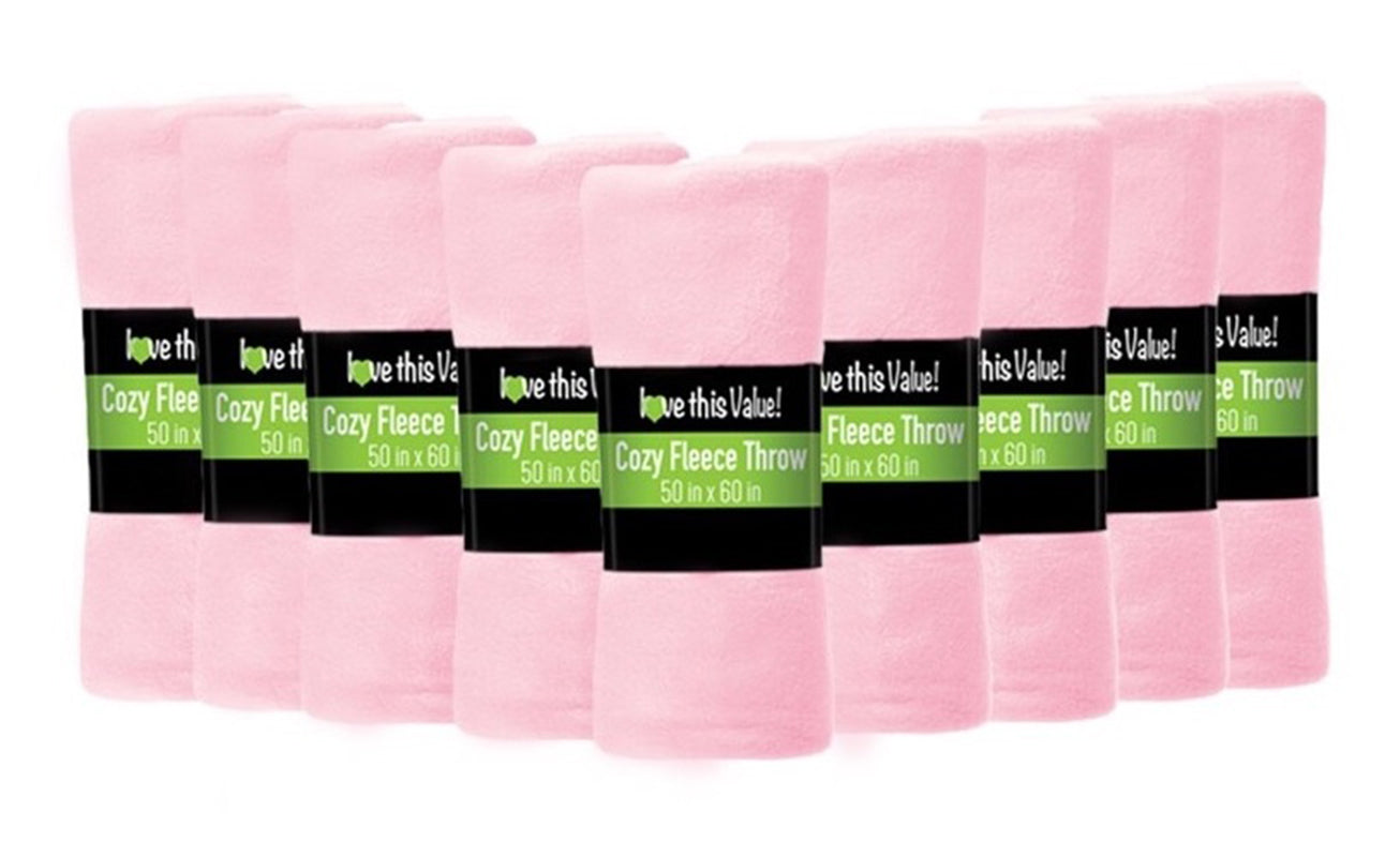 12 Pack of Imperial Home 50 x 60 Inch Ultra Soft Fleece Throw Blanket - Pink