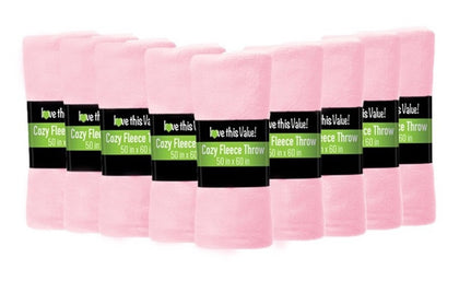 24 Pack of Imperial 50 x 60 Inch Ultra Soft Fleece Throw Blanket - Pink