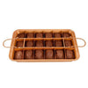 Copper Brownie Pan – 3 pc Perfect Brownie Pan Set - Pan for Brownies with Dividers, Pan, and Serving Plate