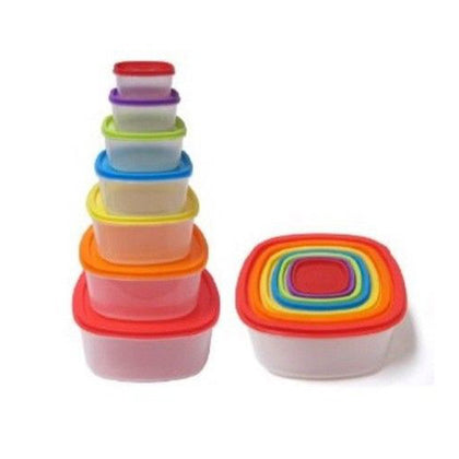 14 Pcs Always Fresh Plastic Food Storage Containers Set With Color Coded Lids