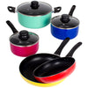 8 Piece Rainbow Nonstick Cookware Set Kitchen Pots Sauce Fry Pan With Glass Lid