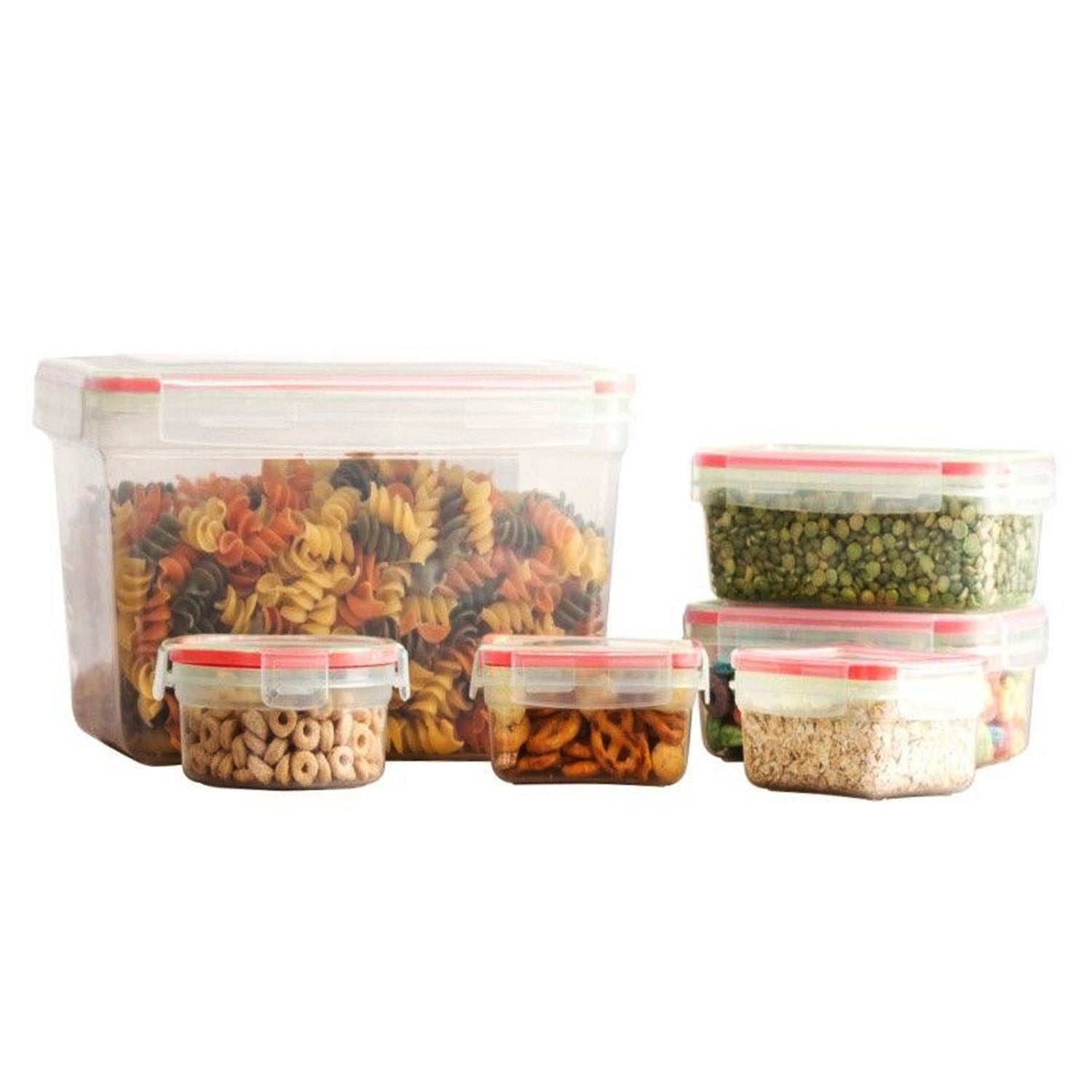 12 Pcs Plastic Mix Food Storage Containers Set With Air Tight Locking Lids