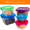 10 Pc Reusable Refrigerator Containers – Microwavable Plastic Lunch Containers
