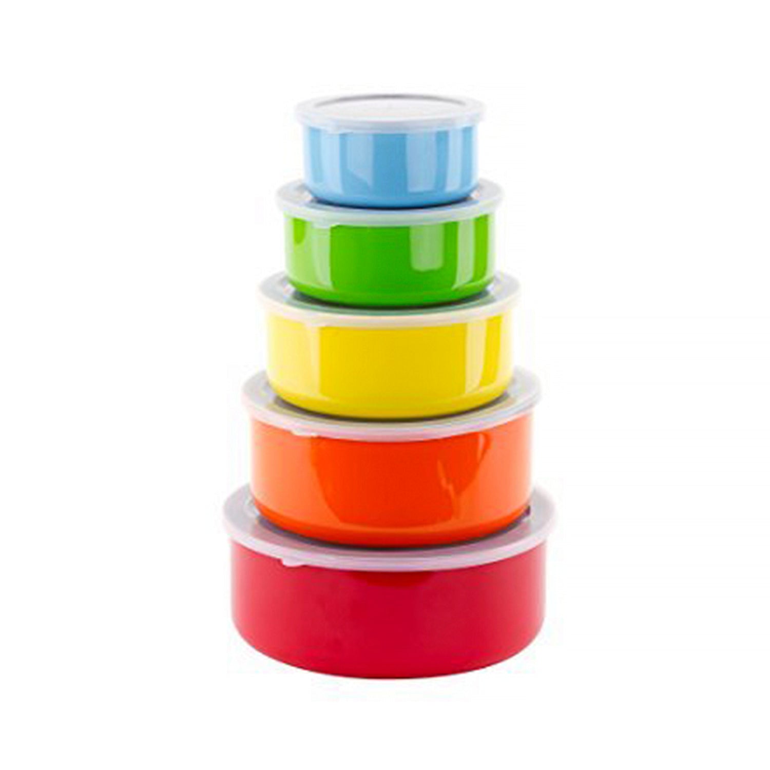 10 Pcs Colorful Stainless Steel Mixing Bowls or Food Storage Containers Set w/Lids
