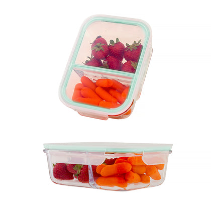 Premium 2 Pc. or 4 Pc. BPA-free Borosilicate Glass Containers with Snapping Lids