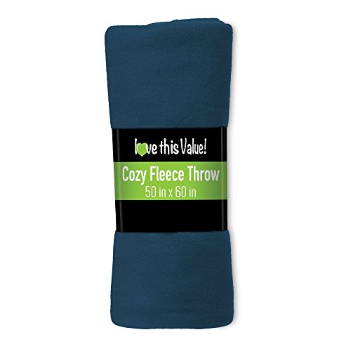 Imperial Home 50 x 60 Inch Soft Cozy Fleece Blanket / Fleece Throw - Navy Blue