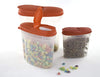 Plastic Cereal Dispensers 3 pc Set - BPA Free Plastic Food Storage Containers - Airtight Dry Food Storage (Red)