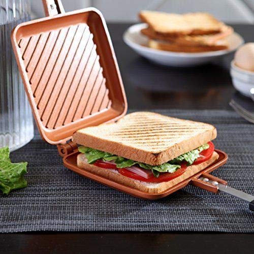 Non-Stick Sandwich Grill Press – Panini Press Grill – Copper Infused Sandwich Pan – Hot Sandwich Press