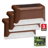 Ideaworks Solar Powered Outdoor Deck Step Lights, 3 Pack, Wall Mount Patio Rail