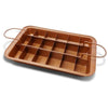 Copper Brownie Pan – 3 pc Perfect Brownie Pan Set - Pan for Brownies with Dividers, Pan, and Serving Plate