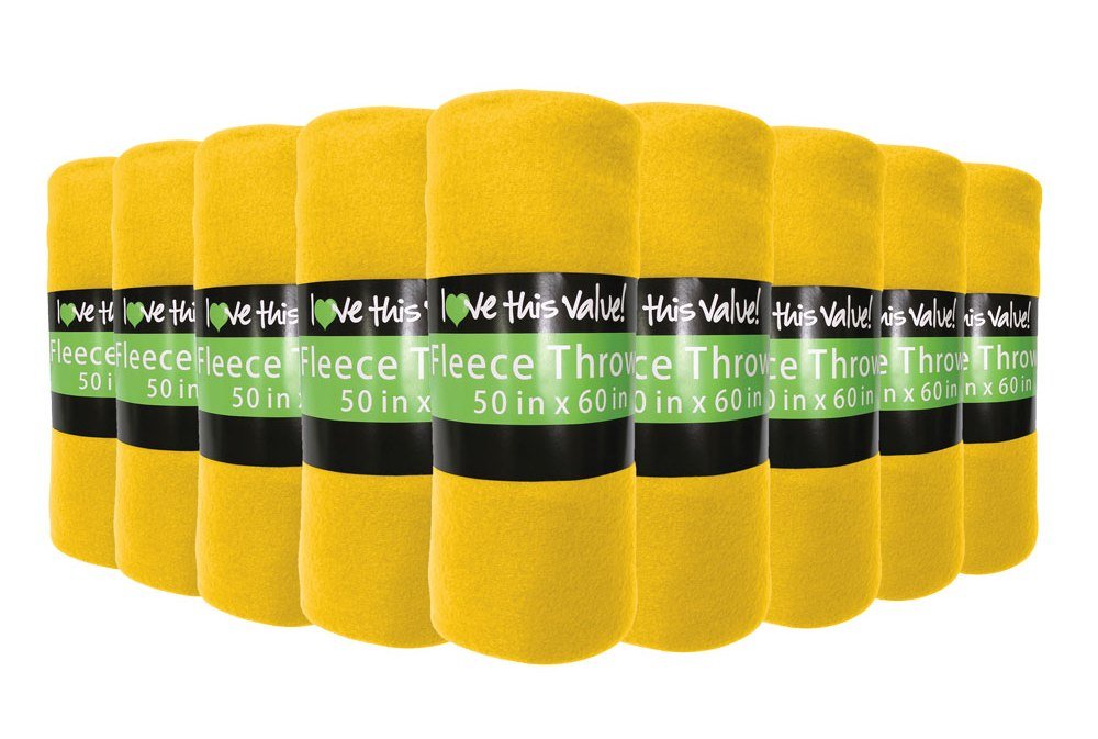 24 Pack of Imperial 50 x 60 Inch Ultra Soft Fleece Throw Blanket - Yellow