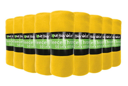 12 Pack of Imperial Home 50 x 60 Inch Ultra Soft Fleece Throw Blanket - Yellow