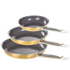 Copper Aluminum Frying Pans - 3 pc Nonstick Fry Pan Set - 8", 10" and 12" (Gold)